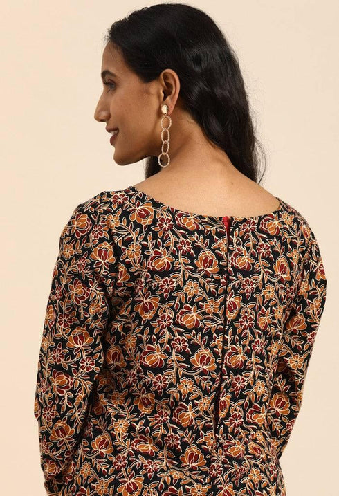 Black Pure Cambric Cotton Printed Unstitched Salwar Suit Material